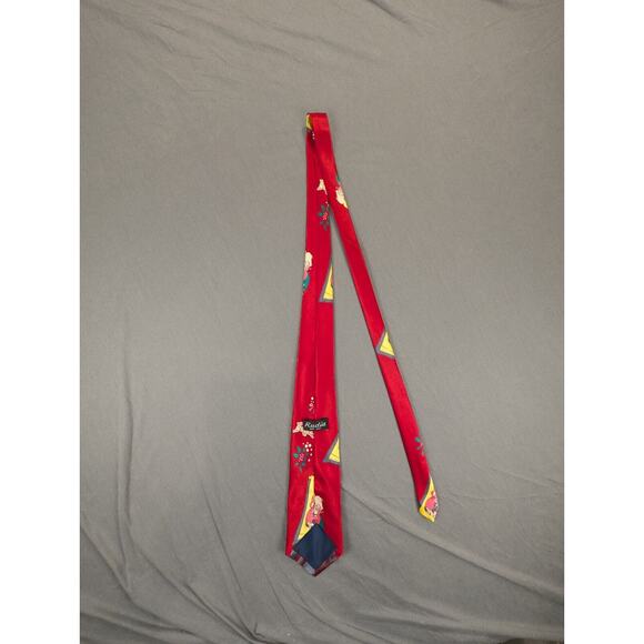 Rudia Hand Made Neck-Tie Christmas Vintage Santa Clause Red Classic Holiday - Picture 5 of 6